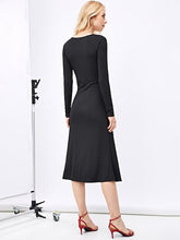 Load image into Gallery viewer, Plunge-Neck Front-Twist Ribbed Dress
