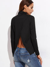 Load image into Gallery viewer, Peek-A-Boo Back Drop Mock-Neck Shirt