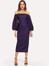 Load image into Gallery viewer, Perfect Purple Shoulders-Off Dress