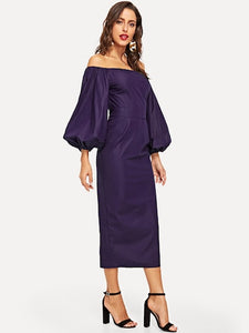 Perfect Purple Shoulders-Off Dress