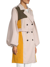 Load image into Gallery viewer, Designer Color Block Bell Sleeve Trench Coat