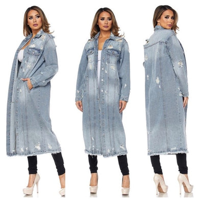 Dripping In Denim Trench Style Jacket