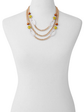 Load image into Gallery viewer, MELLOW MY YELLOW 3-ROW GOLD-TONE BEADED LINK NECKLACE