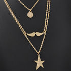 Simply Sexy Angle-Wing-Star Gold Tone Necklace