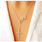 Silver Infinity Cross Over Necklace