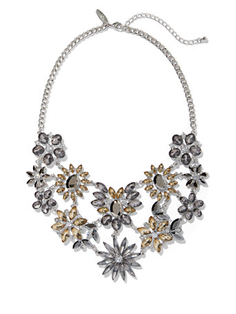 Dripping In Sparkling-Floral Faux Stone Statement Necklace