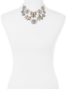 Dripping In Sparkling-Floral Faux Stone Statement Necklace
