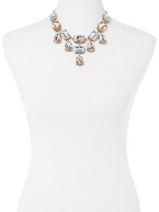 Dazzled Faux Two-Tone Stones Statement Necklace