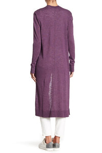 Purple Italian Heather Long Sleeve Knit Cardigan