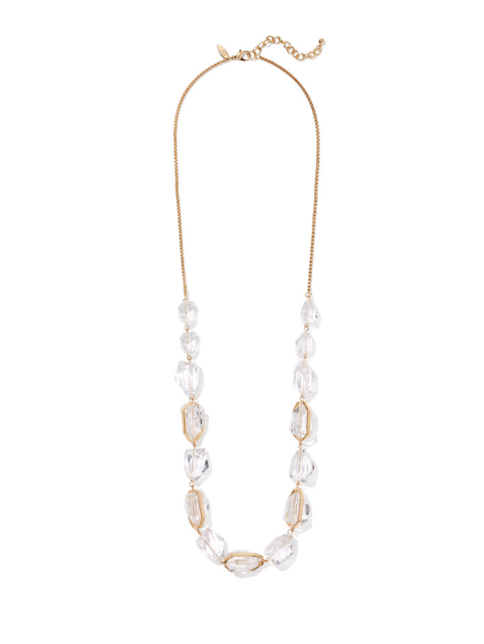 Clear/Smoked Faux Stone Necklace With Gold Hardware