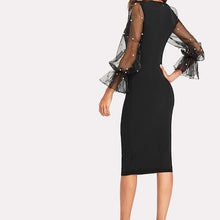 Load image into Gallery viewer, Clutch My Pearl Sleeves Black Dress