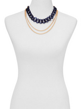 Load image into Gallery viewer, Classic Navy Gold-Tone Tri-Link Chain
