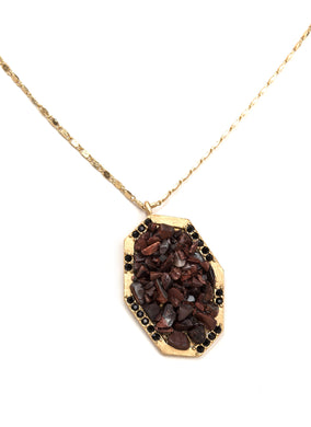 Gold Accent Chocolate Chip Rock Necklace/Multiple Color Available