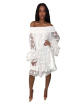 Load image into Gallery viewer, Olivia White Polka-Dot Petal Dress