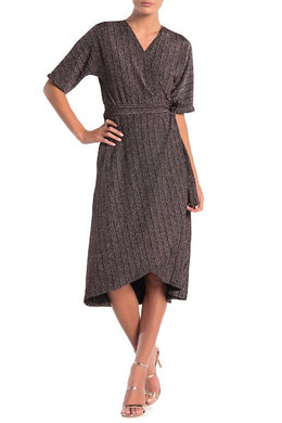 Vintage Sexy-Class Lurex Stripe Dolman Sleeve Wrap Dress