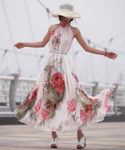 Load image into Gallery viewer, Bohemian-Swing Chiffon Floral Maxi Dress