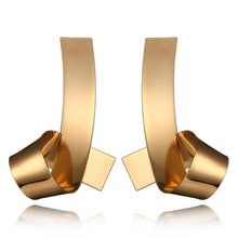 Load image into Gallery viewer, Swirl Tip Geometric Gold And Silver Drop Earrings