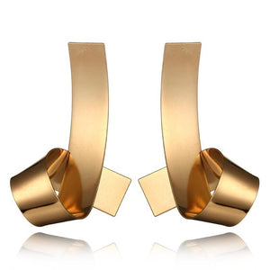 Swirl Tip Geometric Gold And Silver Drop Earrings