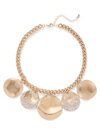 Disc Me Glittering Gold Tone Necklace