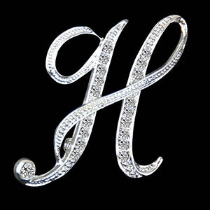 Crystal Rhinestone Initial Fashion Brooch Pin / Multiple Initials Available A-Z