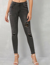 Load image into Gallery viewer, Rusty&#39;s Dusty Grey/Black Ripped Skinny Jeans