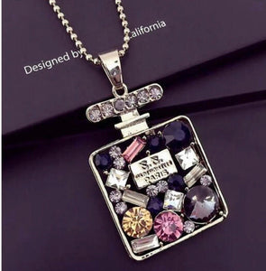 Crystal Candy Perfume Bottle Pendant Necklace
