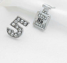 Load image into Gallery viewer, NO. 5 Perfume Bottle Stud Earring / Pearl &amp; Rhinestone / Gold &amp; Silver