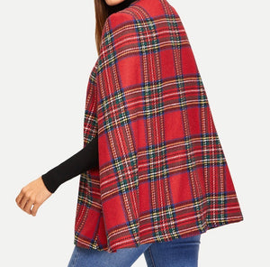 The Evelyn Retro Holiday Plaid Cape