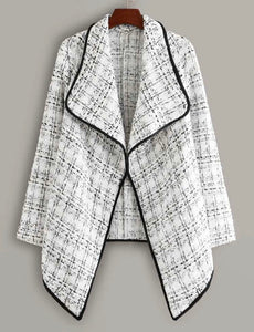 Waterfall Collar Tweed Black & White Coat/Jacket