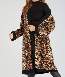 Leopard Print Kimono Sweater Coat