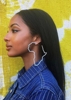 African Large Map Hoop Earrings / Silver & Gold Tone Available