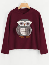 Load image into Gallery viewer, 3D Wise Owl Applique Hoodie Sweater/Sweatshirt