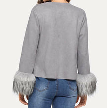 Load image into Gallery viewer, Ashley Faux-Fur Cuff Crop Suede Jacket