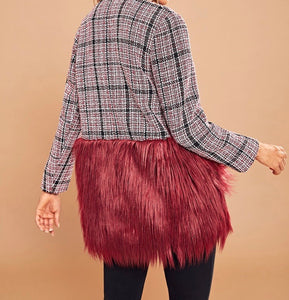 Vintage Audrey Faux Fur Hem Tweed Coat