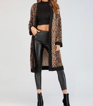 Load image into Gallery viewer, Leopard Print Kimono Sweater Coat
