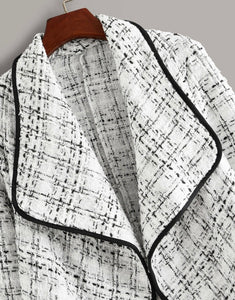 Waterfall Collar Tweed Black & White Coat/Jacket