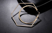 Load image into Gallery viewer, Double-UP Hexagon Hoop Gold Tone Earrings
