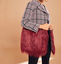 Load image into Gallery viewer, Vintage Audrey Faux Fur Hem Tweed Coat