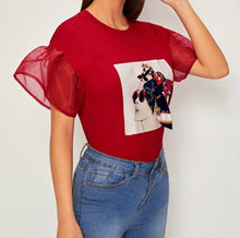 Load image into Gallery viewer, 3-D Bold-Vogue-Mood Organza Sleeve Top