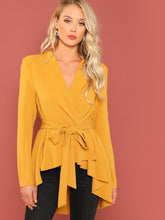 Load image into Gallery viewer, Jessica Asymmetrical Hem High-Low Belted Throw/Blazer