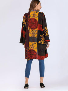 Cultured Print Embroidery Trim Kimono