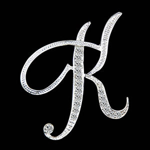Crystal Rhinestone Initial Fashion Brooch Pin / Multiple Initials Available A-Z