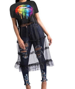 Kiss The Rainbow Sheer T-Shirt Dress