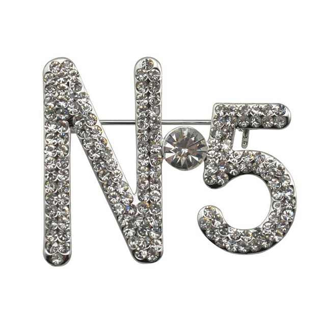 No.5 Crystal Rhinestone Brooch Pin