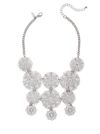 Crystal Flake Silver Statement Necklace