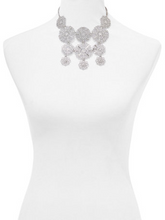 Load image into Gallery viewer, Crystal Flake Silver Statement Necklace