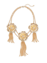 Load image into Gallery viewer, Designer Petal Blossom-Fringe Gold Necklace
