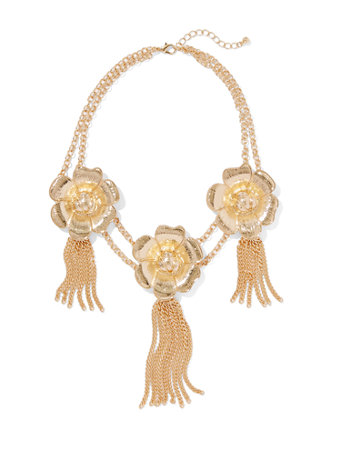 Designer Petal Blossom-Fringe Gold Necklace