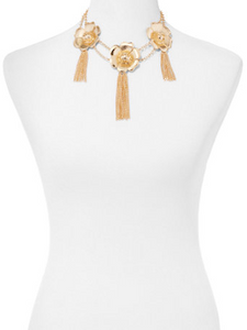 Designer Petal Blossom-Fringe Gold Necklace