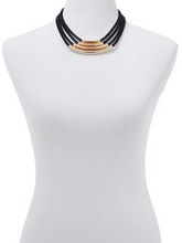 Load image into Gallery viewer, Black Quad-Row Gold Tone Choker